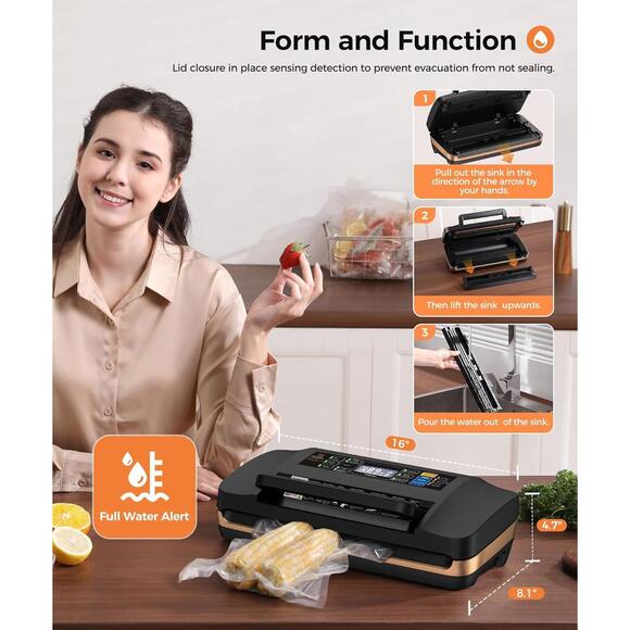 New 95Kpa Powerful Commercial Full Automatic Vacuum Sealer Machine Food Saver - Picture 5 of 8